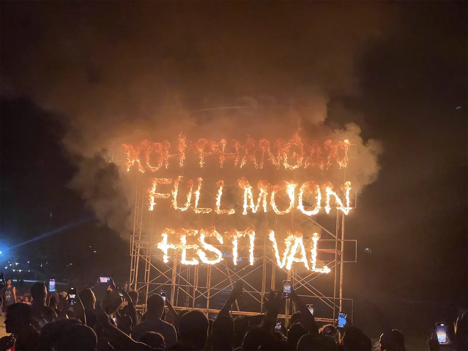 Koh Phangan Full Moon Festival fire sign at Haad Rin beach