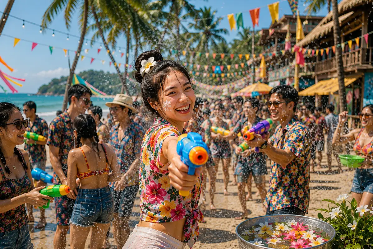 Warm season Songkran tropical atmosphere Koh Phangan April June